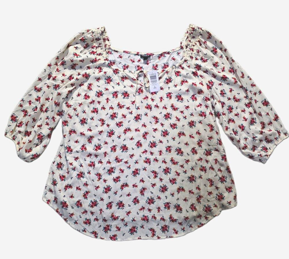 NWT Torrid boho Peasant casual Cottagecore lightweight Scoop Neck Puff sleeve 2x